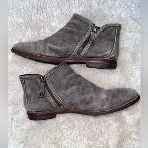 Trask Aubrey Double Zip Ankle Boots in Distressed Brown